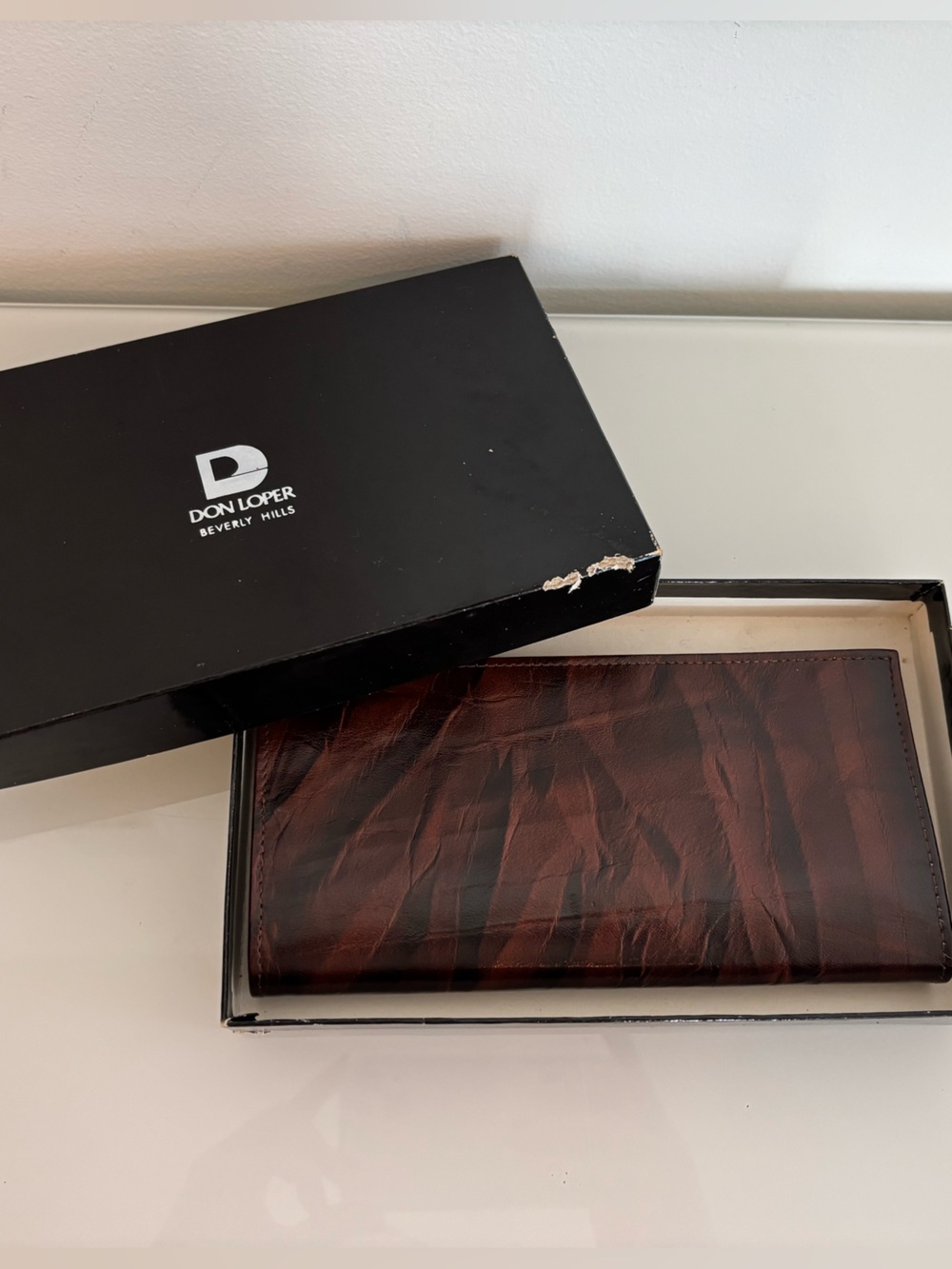 Vintage Don Loper Beverly Hills Trinidad Brown Wallet New in Original Box